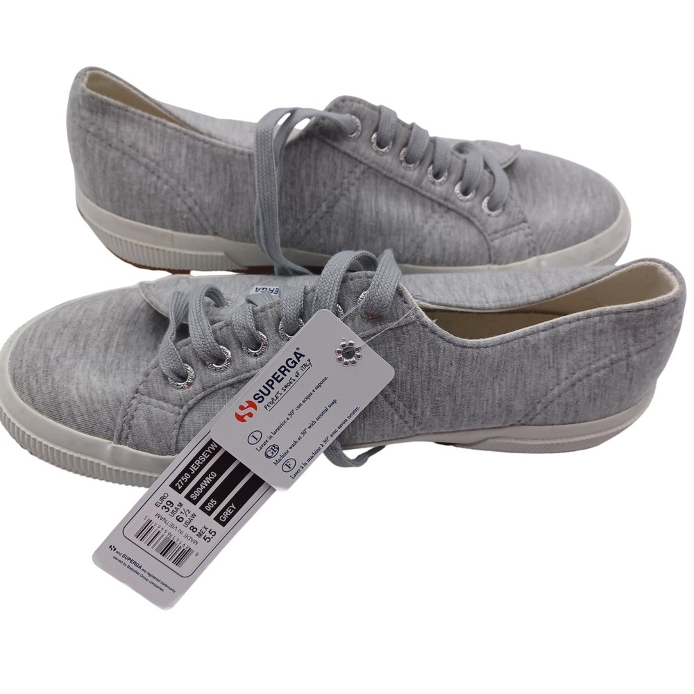 Superga 2750 Jersey Sneaker Womens 8 Grey New Low Top‎ Lace Up Casual Shoes